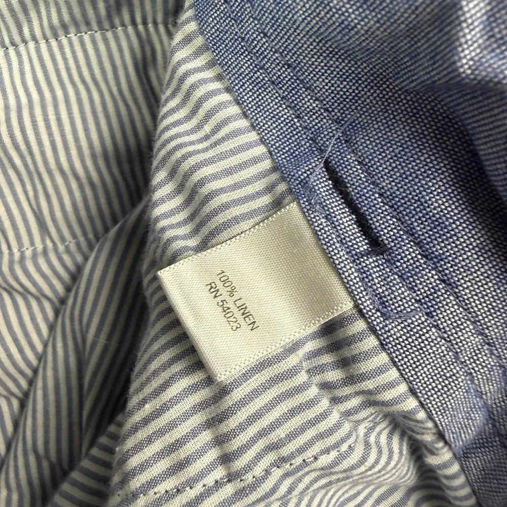 Banana Republic 100% Linen Pants Mens 30x30 Blue Chino Beach Drawstring Straight